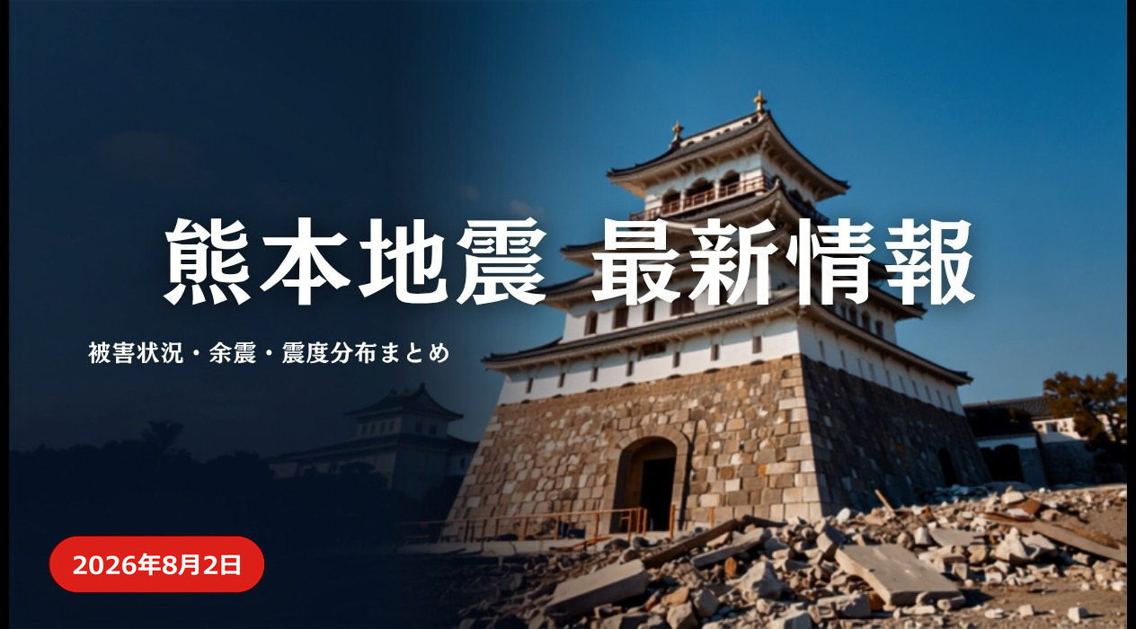熊本の地震速報 リアルタイム 最新情報（8月2日更新・死者38人／断水・震度5弱の余震まとめ）